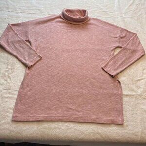 J Crew Vintage Fleece Heathered Pink Turtleneck Long Sleeve Size Large
